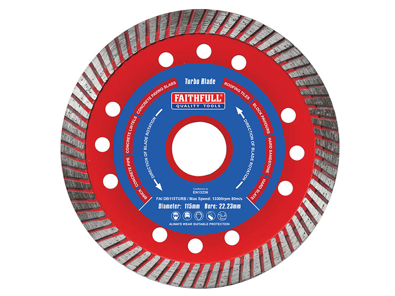 Faithfull Turbo Cut Diamond Blade 115 x 22mm FAIDB115TURB