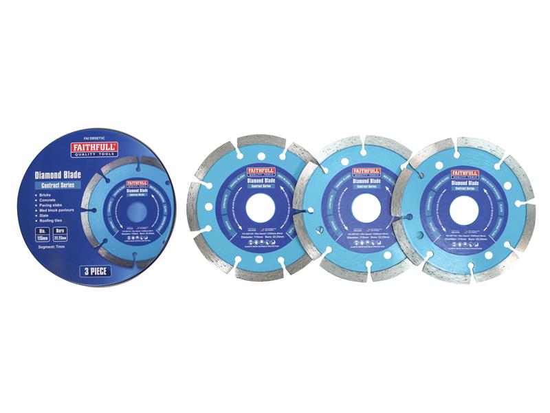 Faithfull Contract Diamond Blades 115 x 22.2mm (Pack 3) FAIDBSET3C