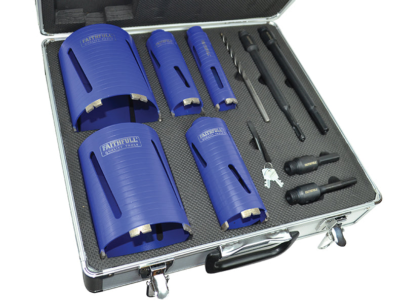 Faithfull Diamond Core Drill Kit & Case Set of 11 FAIDCKIT11