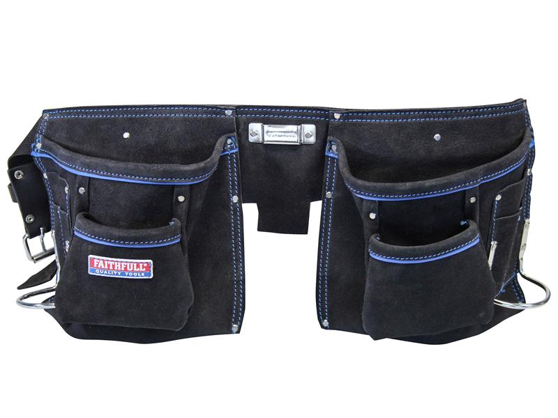 Faithfull Double Tool & Nail Pouch Leather Size 215 x 500mm FAIDTNP3B