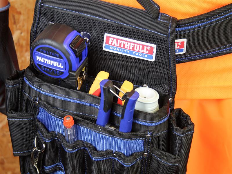 Faithfull Electricians Tool Pouch 2100D Nylon 2 Pockets 14 Tool Slots FAIEPN