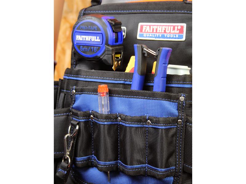 Faithfull Electricians Tool Pouch 2100D Nylon 2 Pockets 14 Tool Slots FAIEPN