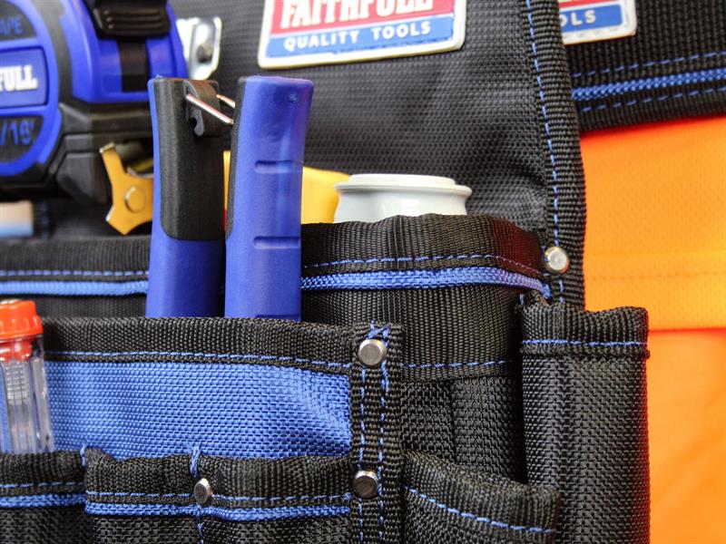 Faithfull Electricians Tool Pouch 2100D Nylon 2 Pockets 14 Tool Slots FAIEPN