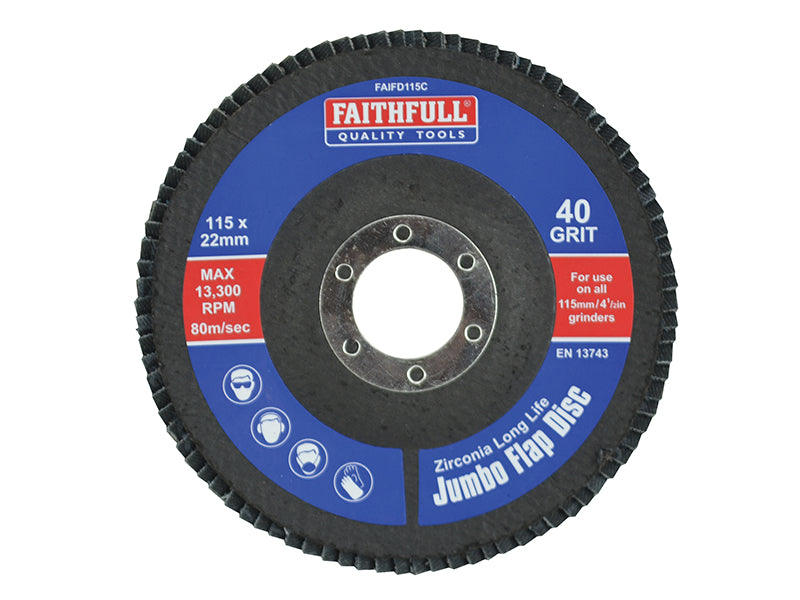 Faithfull Abrasive Jumbo Flap Disc 115mm Coarse FAIFD115C