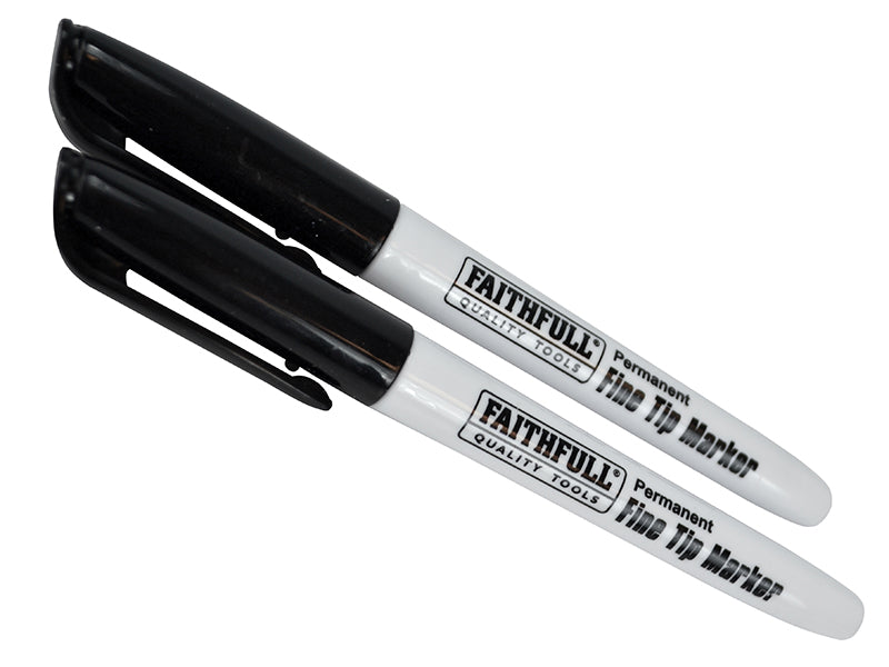 Faithfull Fibre Tip Marker Pen Black (Pack 2) FAIFTMBLK2