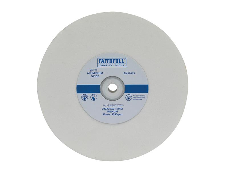 Faithfull General Purpose Grinding Wheel 200 x 25mm White Medium FAIGW20025WG