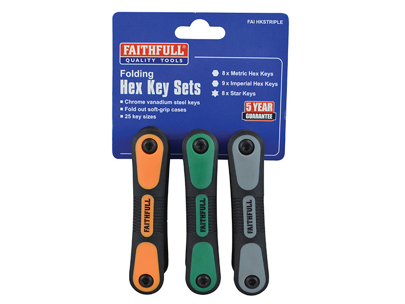 Faithfull Metric, Imperial & TORX Folding Hexagonal Key Set, 25 Piece FAIHKSTRIPLE