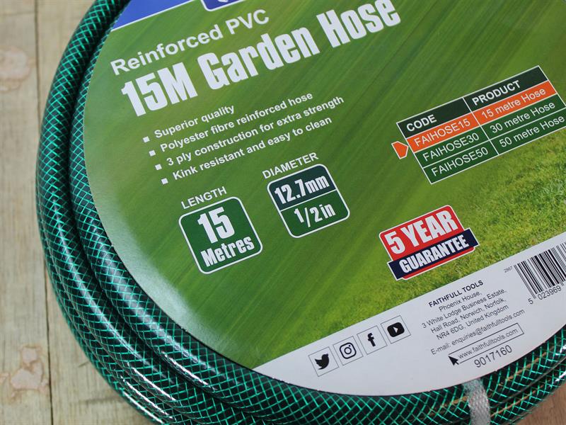 Faithfull PVC Reinforced Hose 15m 12.5mm (1/2in) Diameter FAIHOSE15