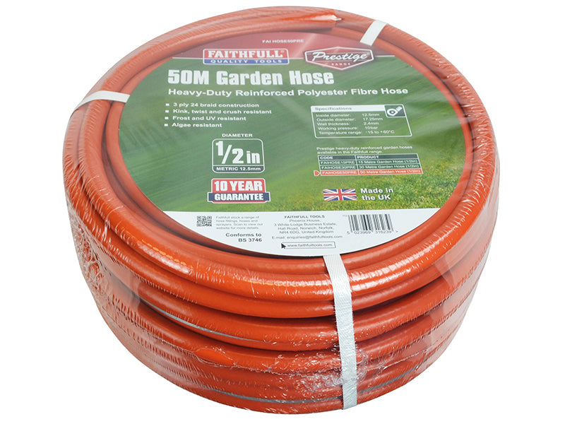 Faithfull Prestige Heavy-Duty Garden Hose 50m 12.5mm (1/2in) Diameter FAIHOSE50PRE