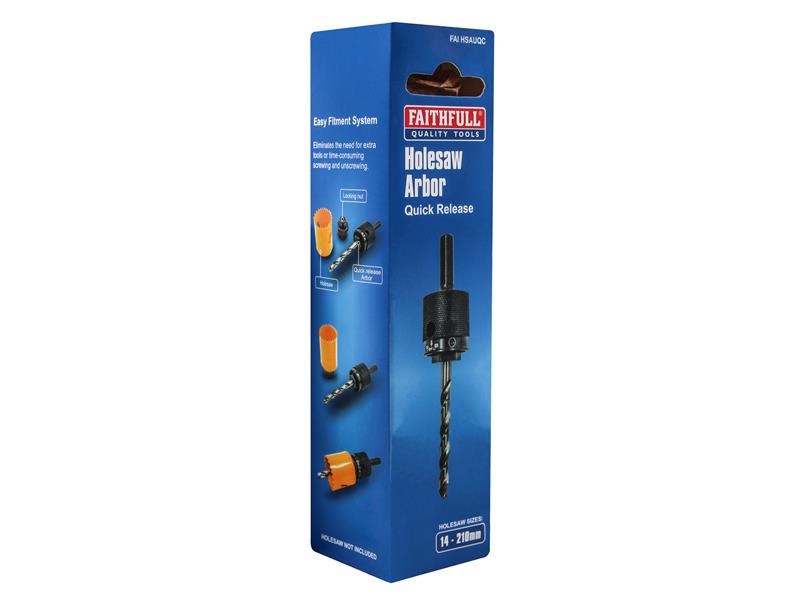 Faithfull Universal Quick Release Holesaw Arbor Set Spring Loaded FAIHSAUQC