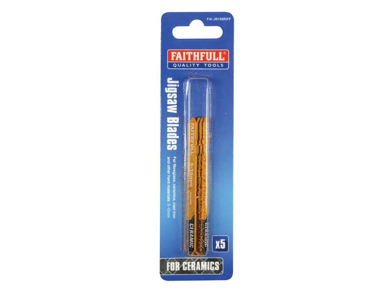 Faithfull TCT Riff Tile Cutting Jigsaw Blades Pack of 5 FAIJB150RIFF