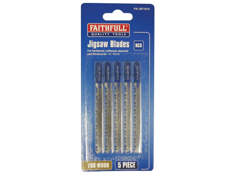 Faithfull Wood Jigsaw Blades Pack of 5 T101D FAIJBT101D