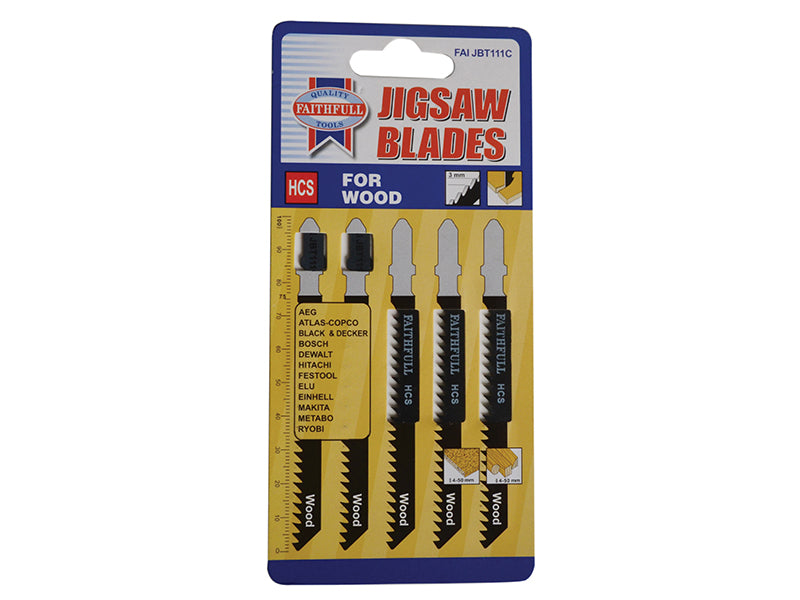 Faithfull Wood Jigsaw Blades Pack of 5 T111C FAIJBT111C