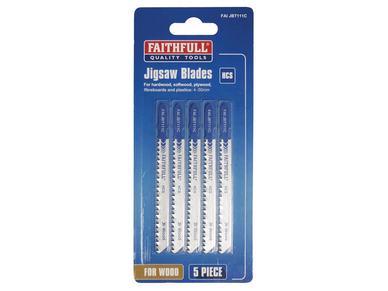Faithfull Wood Jigsaw Blades Pack of 5 T111C FAIJBT111C