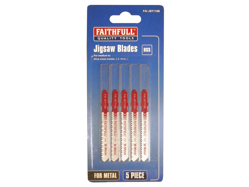 Faithfull Metal Cutting Jigsaw Blades Pack of 5 T118B FAIJBT118B