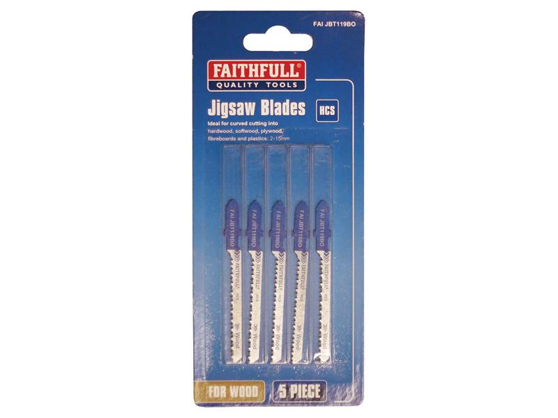 Faithfull Wood Jigsaw Blades Pack of 5 T119BO FAIJBT119BO
