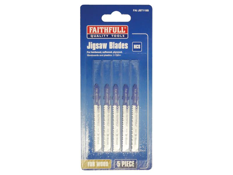Faithfull Wood Jigsaw Blades Pack of 5 T119B FAIJBT119B