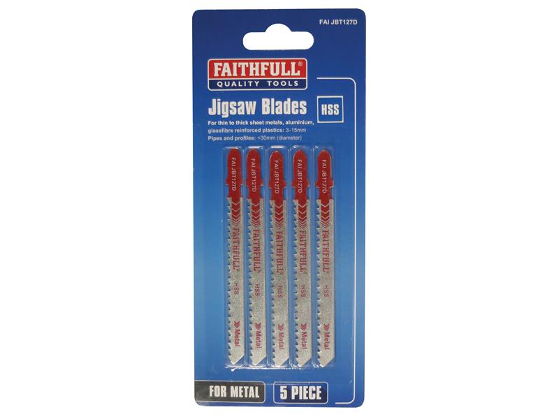 Faithfull Metal Cutting Jigsaw Blades Pack of 5 T127D FAIJBT127D