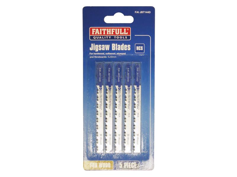 Faithfull Wood Jigsaw Blades Pack of 5 T144D FAIJBT144D