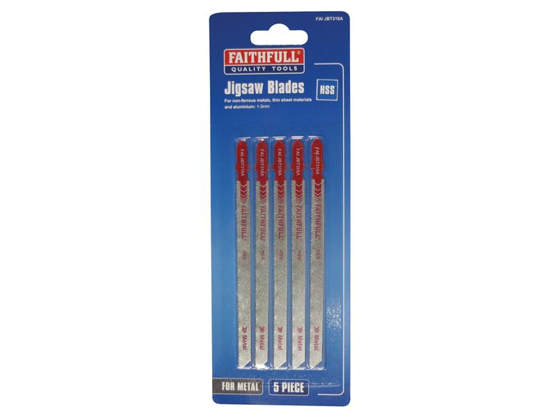 Faithfull Metal Cutting Jigsaw Blades Pack of 5 T318A FAIJBT318A