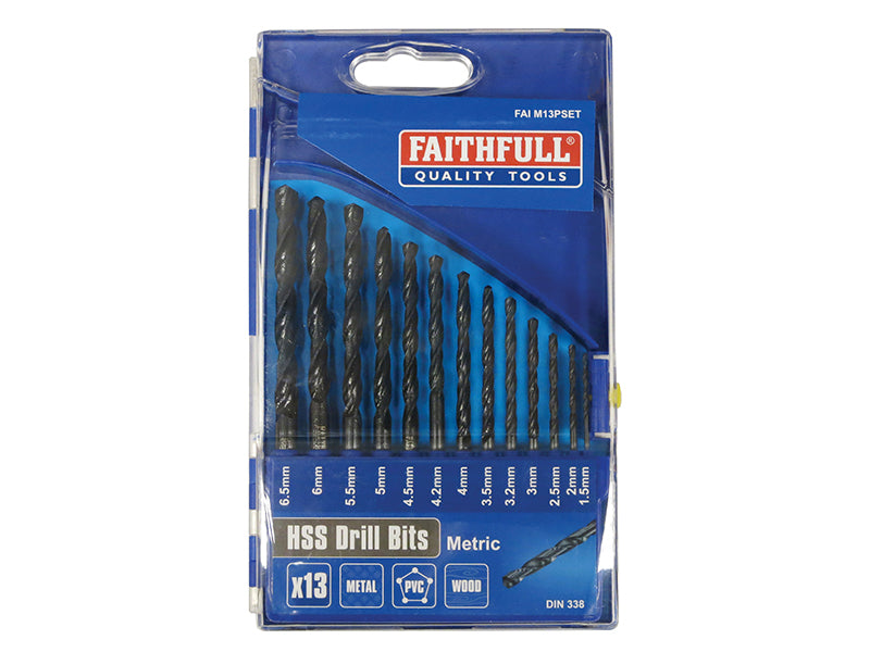 Faithfull HSS Jobber Drill Bit Set, 13 Piece (1.5-6.5mm) FAIM13PSET