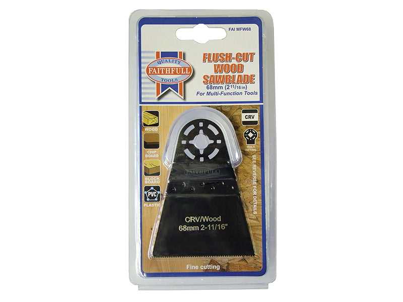 Faithfull Multi-Function Tool CrV Flush Cut Wood Blade Side Set 68mm FAIMFW68
