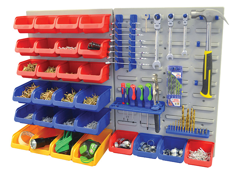Faithfull Storage Bin Set with Wall Panels 43 Piece FAIPAN43