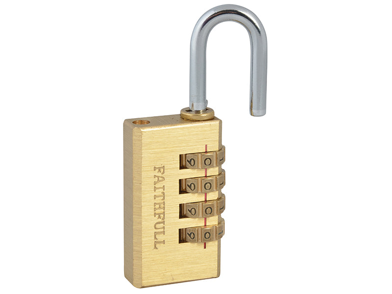 Faithfull Brass Combination Padlock 28mm FAIPLB28COM