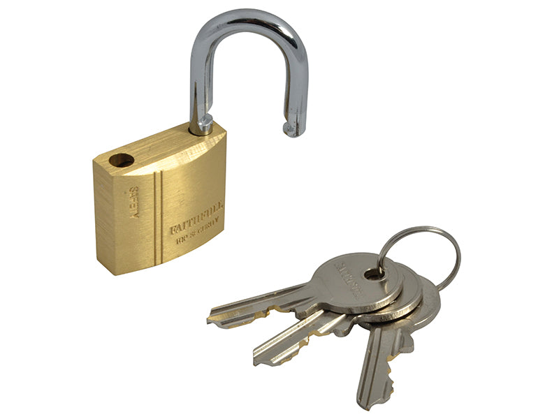 Faithfull Brass Padlock 30mm 3 Keys FAIPLB30