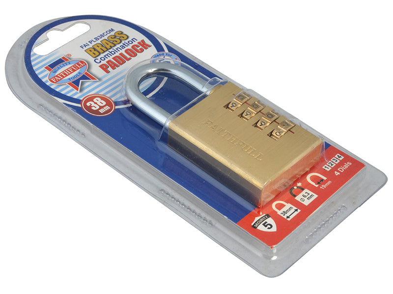 Faithfull Brass Combination Padlock 38mm FAIPLB38COM