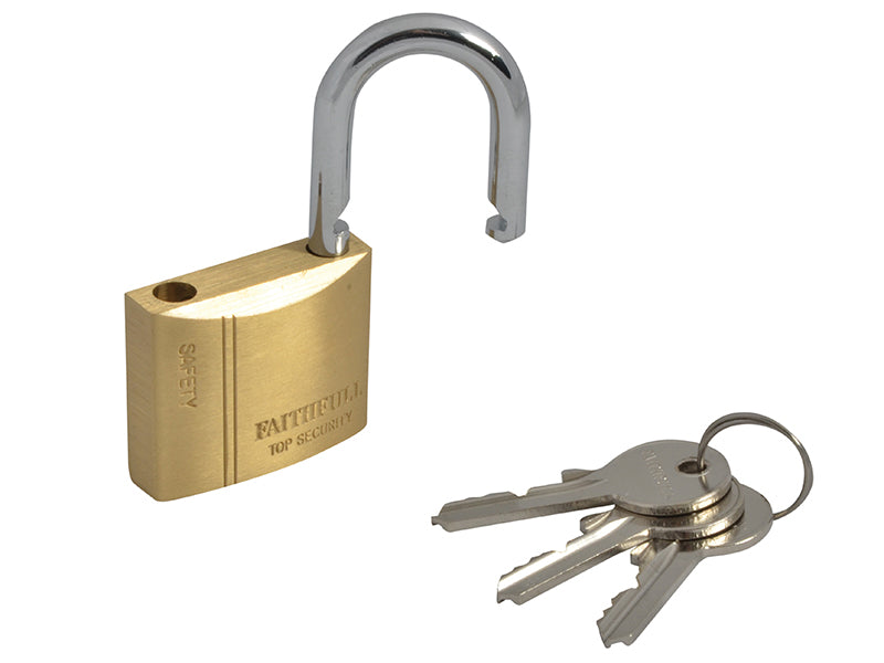 Faithfull Brass Padlock 40mm 3 Keys FAIPLB40