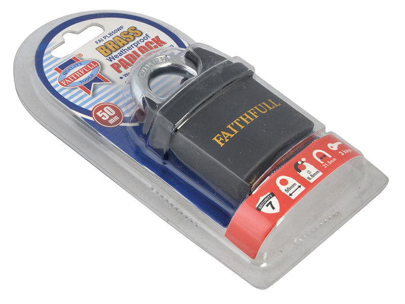 Faithfull PVC Coated Brass Padlock 50mm FAIPLB50WP