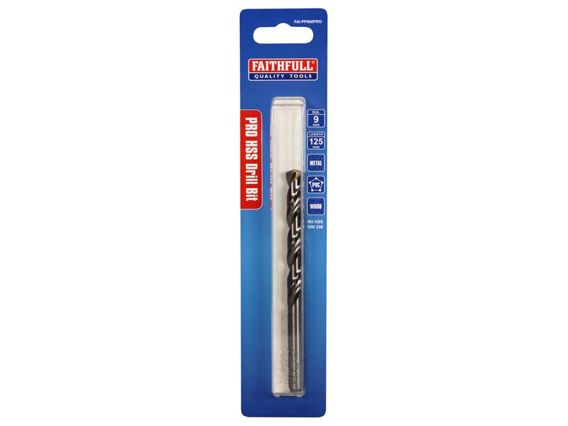 Faithfull Professional HSS Jobber Drill Bit Pre Pack 9.00mm OL:125mm WL:76mm FAIPP900PRO