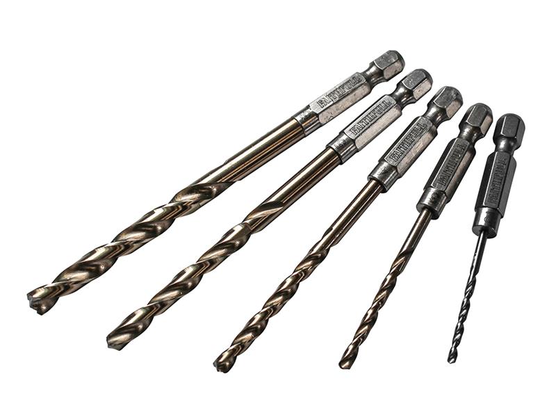 Faithfull HSSE M35 Cobalt Quick-Change Impact Drill Bit Set, 5 Piece FAIQCSET5