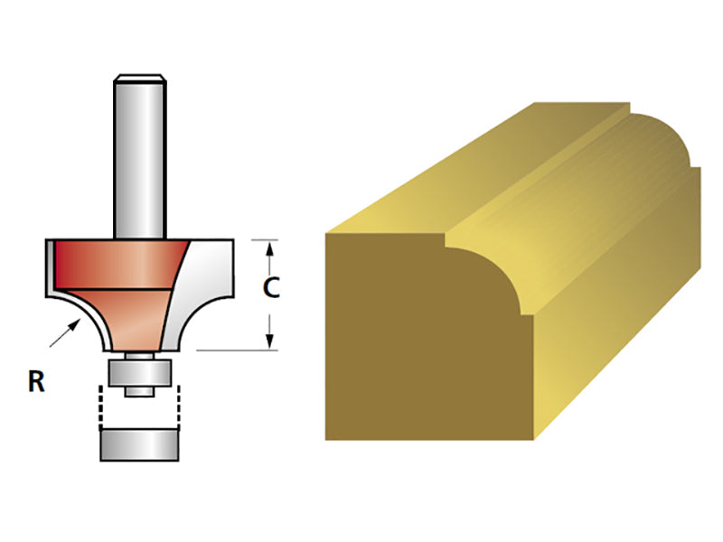 Faithfull Router Bit TCT 6.3mm Rounding Over 1/4in Shank FAIRB112