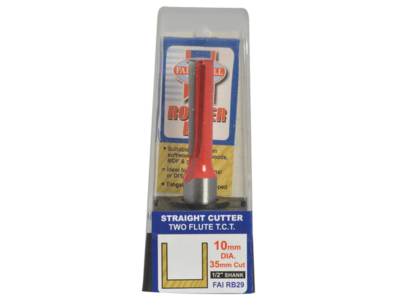 Faithfull Router Bit TCT Two Flute 10.0 x 35mm 1/2in Shank FAIRB29
