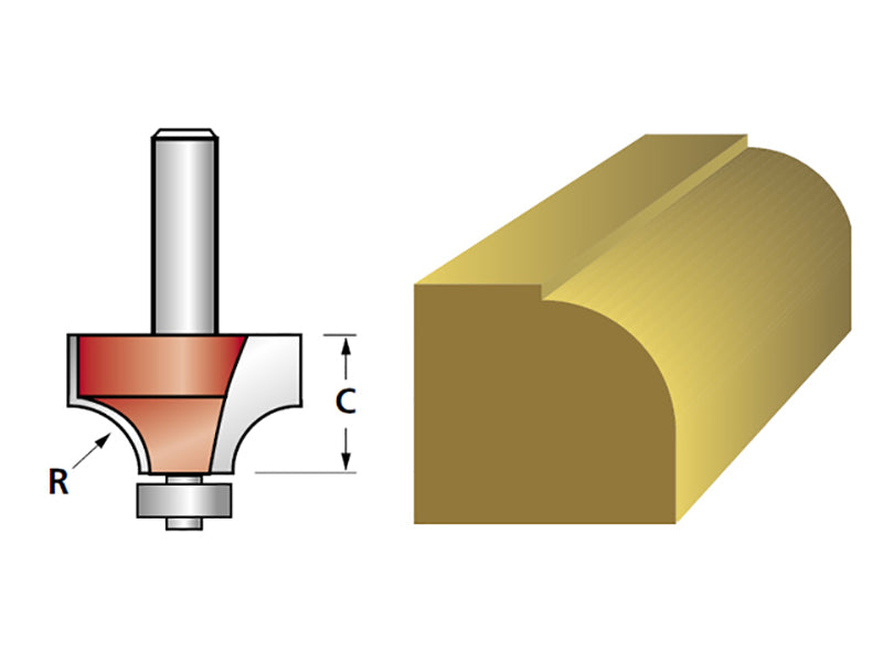 Faithfull Router Bit TCT Rounding Over 15.8mm x 9.5mm 1/4in Shank FAIRB41