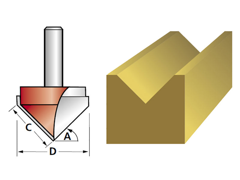Faithfull Router Bit TCT V-Groove 13.0mm x 19.1mm 1/4in Shank FAIRB51