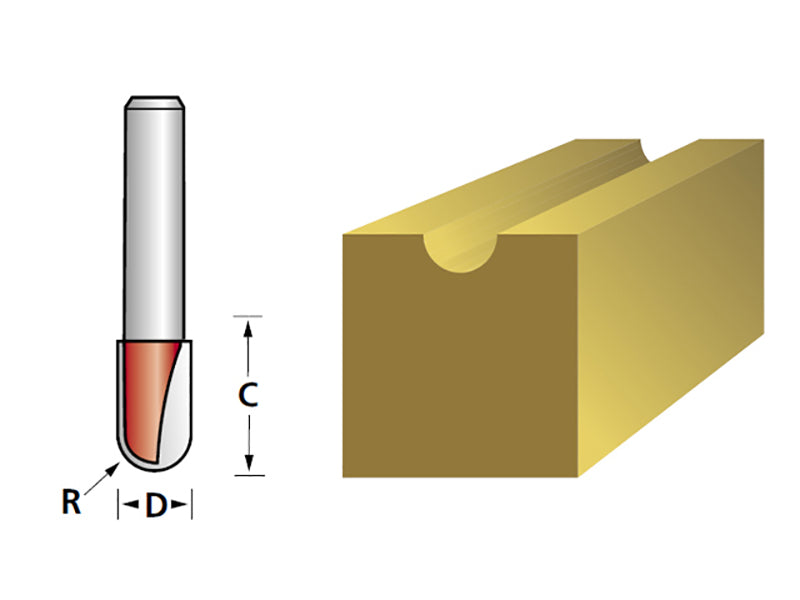 Faithfull Router Bit TCT Radius 3.0 x 15mm 1/4in Shank FAIRB61