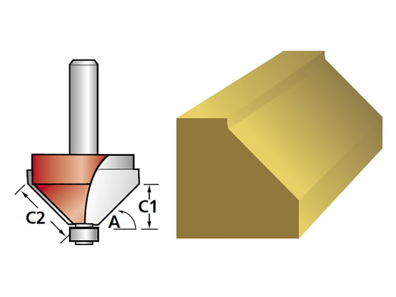 Faithfull Router Bit TCT 45° Chamfer 1/4in Shank FAIRB81