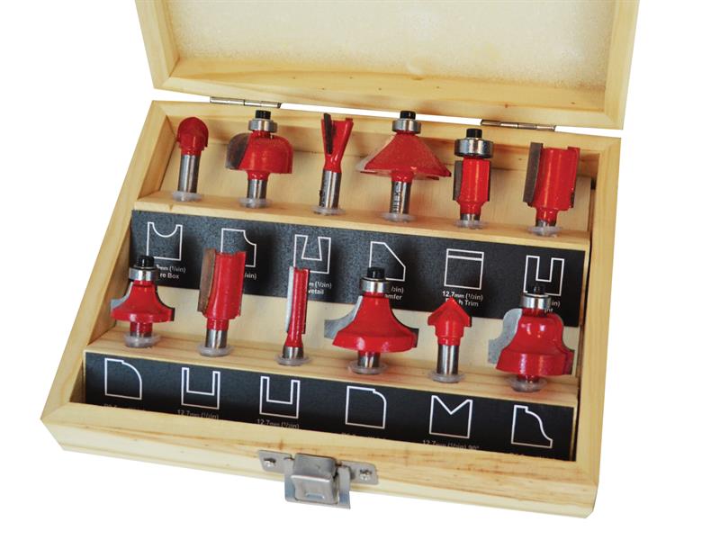 Faithfull 1/4in TCT Router Bit Set, 12 Piece FAIRBS12