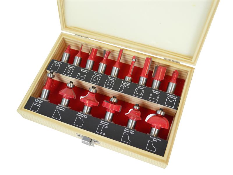 Faithfull 1/2in TCT Router Bit Set, 15 Piece FAIRBS15
