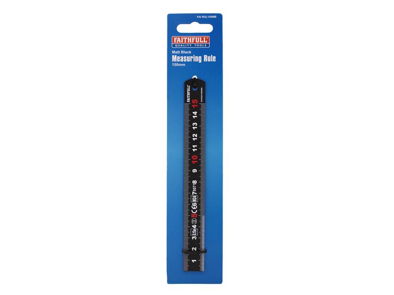 Faithfull Matt Black Stainless Steel Measuring Rule 150mm FAIRUL150MB