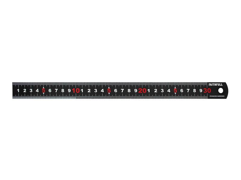 Faithfull Matt Black Stainless Steel Measuring Rule 300mm FAIRUL300MB