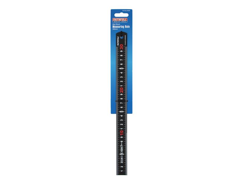 Faithfull Matt Black Stainless Steel Measuring Rule 300mm FAIRUL300MB