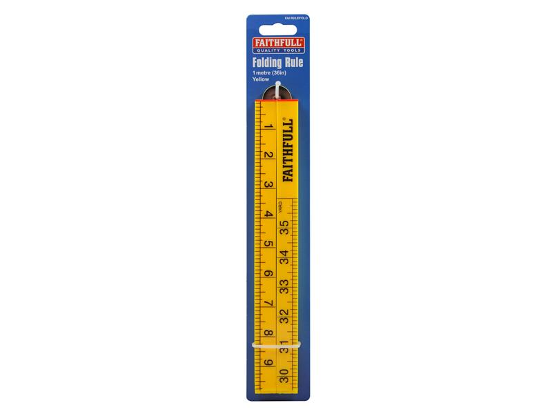 Faithfull Folding Rule Yellow ABS Plastic 1m / 39in FAIRULEFOLD