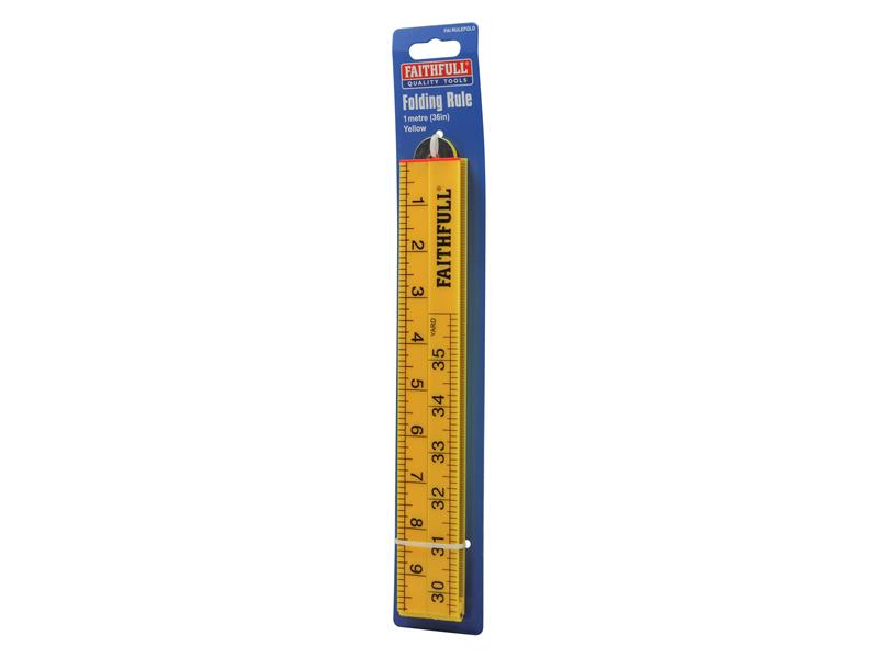 Faithfull Folding Rule Yellow ABS Plastic 1m / 39in FAIRULEFOLD