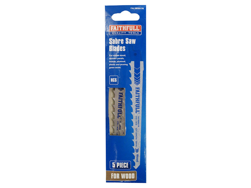 Faithfull S617K Sabre Saw Blade Wood 150mm 3 TPI (Pack of 5) FAISBS617K