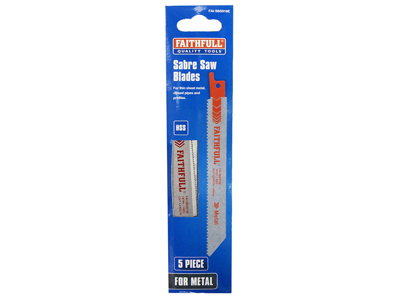 Faithfull S918E Sabre Saw Blade Metal 150mm 18 TPI (Pack of 5) FAISBS918E