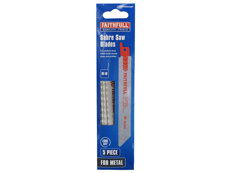 Faithfull S922BF Sabre Saw Blade Metal 150mm 14 TPI (Pack of 5) FAISBS922BF